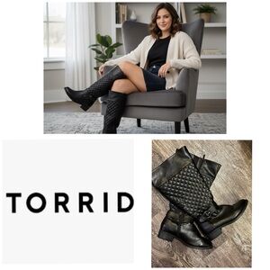 Torrid Black Textured Knee-High Boots